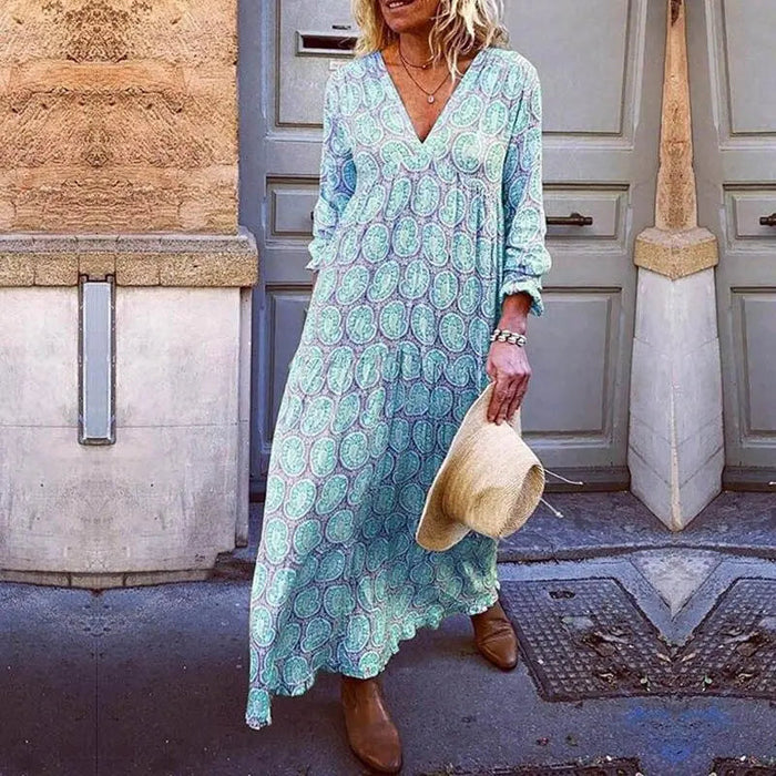 Zomerjurk met V-halslijn van lichte viscose
