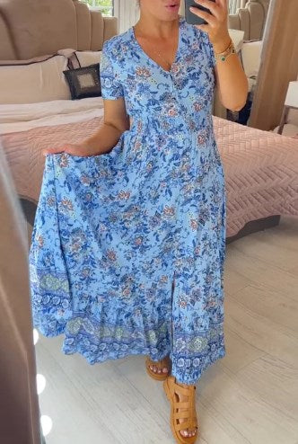 Bloemenjurk | V-hals, lichte zomerstijl | Voor elke dag