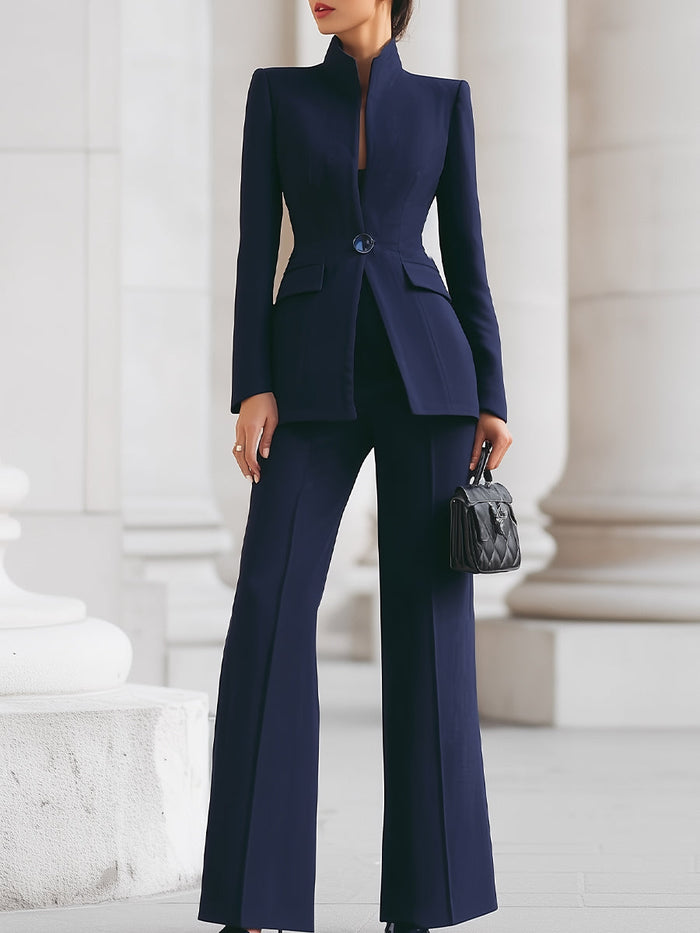 Damespak | Blazer en wijde broek | Business