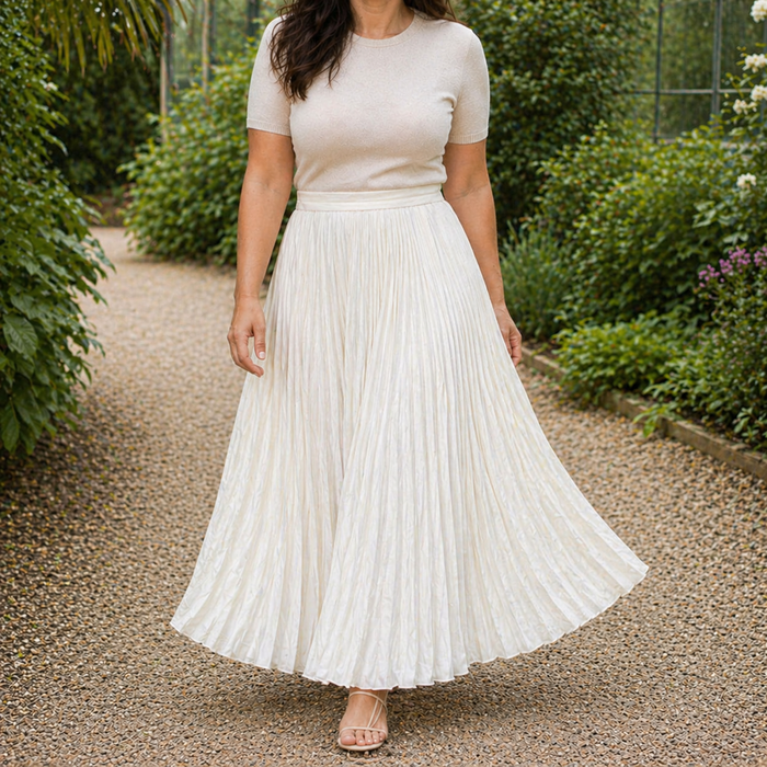 Maxi-rok | Wit, geplooid ontwerp