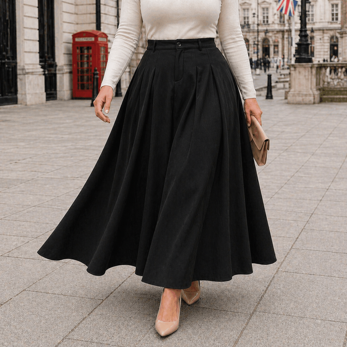 Maxi-rok met A-lijn | Hoge taille | Geplooid