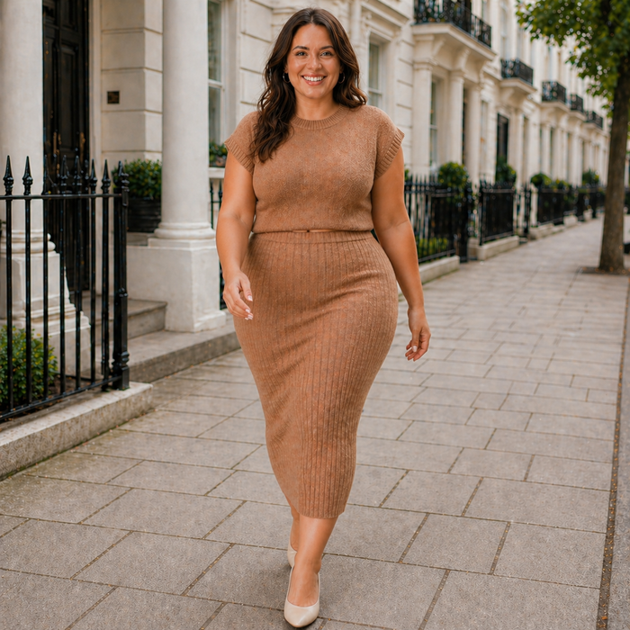 Gebreide set met top en midirok | Casual elegantie | Modern comfort