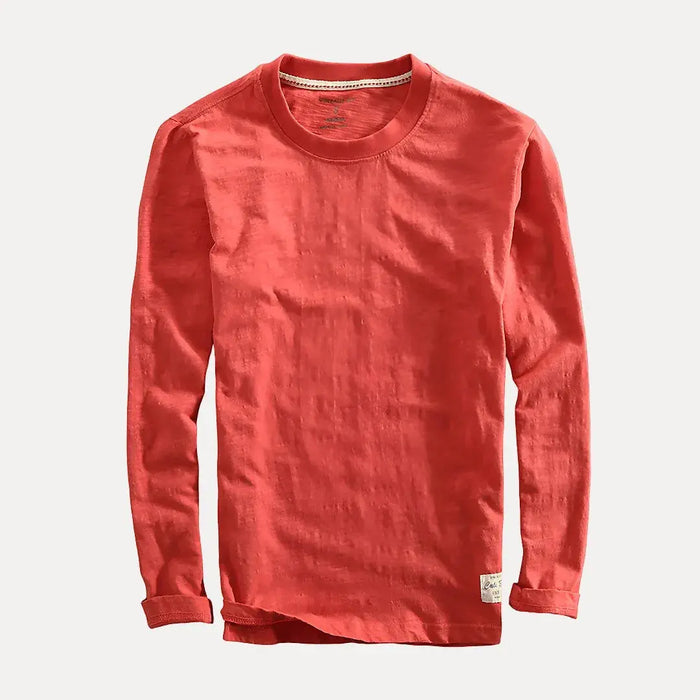 Heren T-shirt met lange mouwen | Ronde hals, relaxte pasvorm | Biologisch katoen