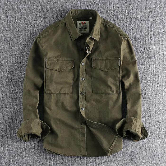 Heren overshirt | Katoen, lange mouwen | Twee borstzakken, casual