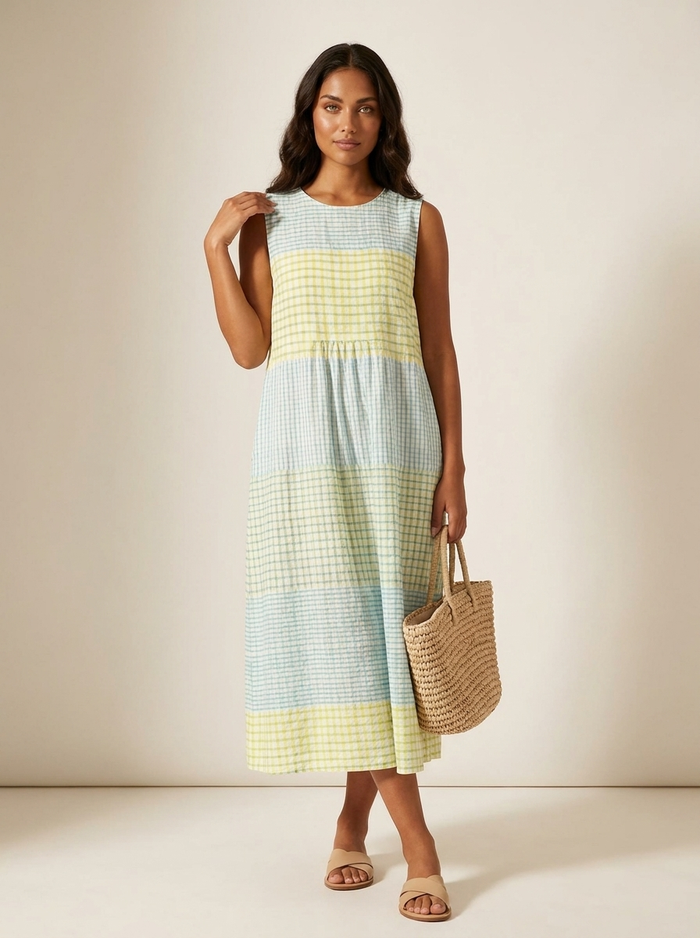 Midi-jurk | Strapless, zomerse print