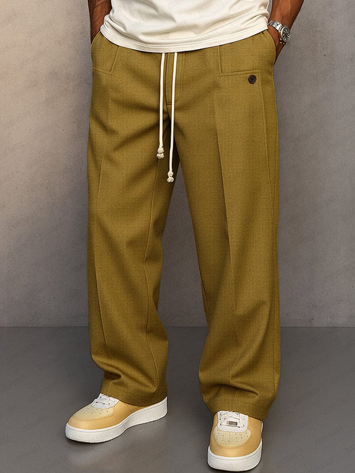 Casual herenbroek | Elastische taille met trekkoord | Wijde pijp