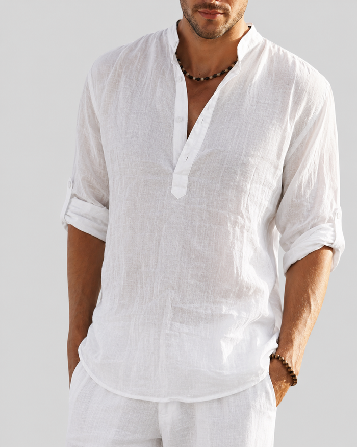 Heren stretchoverhemd – ruime pasvorm, lange mouw, 7 kleuren | S–3XL