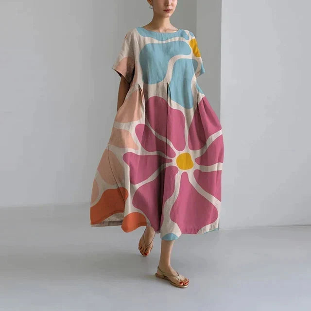 Maxi-jurk met bloemenprint | Oversized, ballonzoom | Zomer