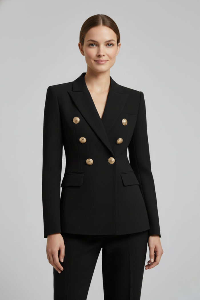 Blazer | Dubbele rij knopen, goudkleurig | Elegante jas