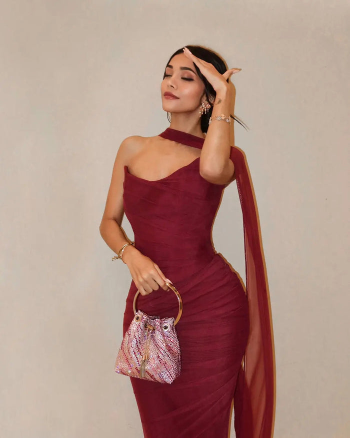 Minimalistische strapless maxi-jurk