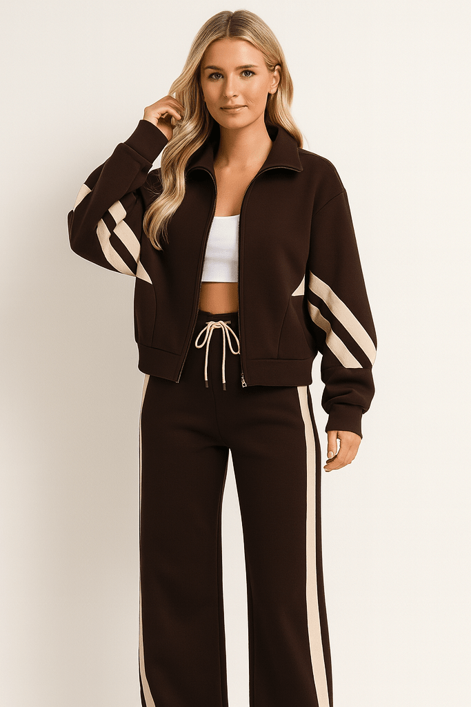 Dames hardloopset met strepen | Tweedelige set | Comfortabele casual stijl