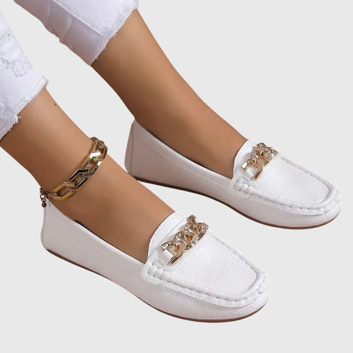 Leren loafers voor dames | Kettingdetail, instapmodel | Comfortabel