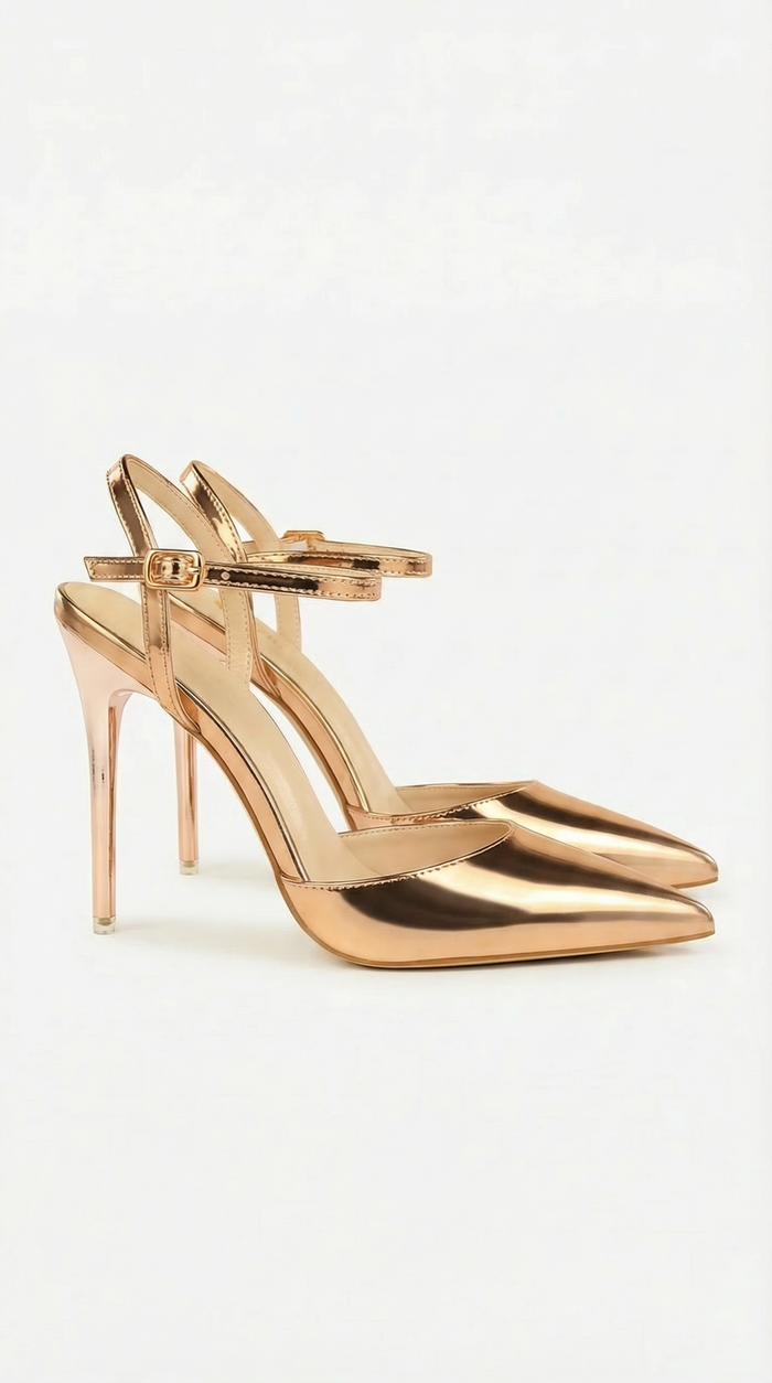Metallic sandalen met puntneus en stilettohak