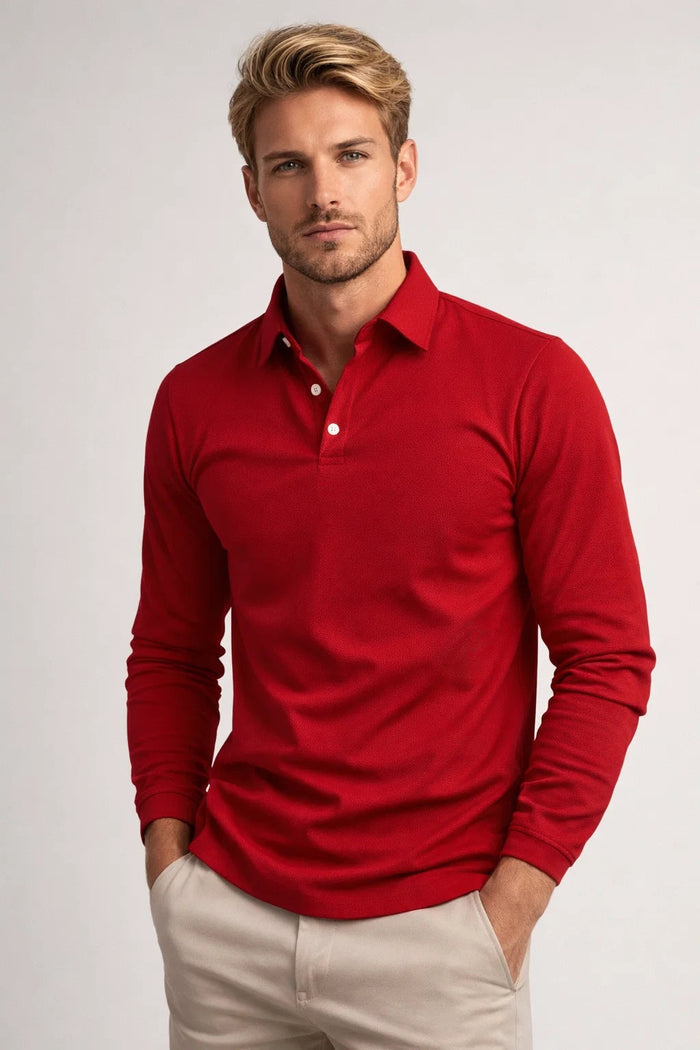 Herenpolo | Lange mouwen, klassieke kraag | Casual