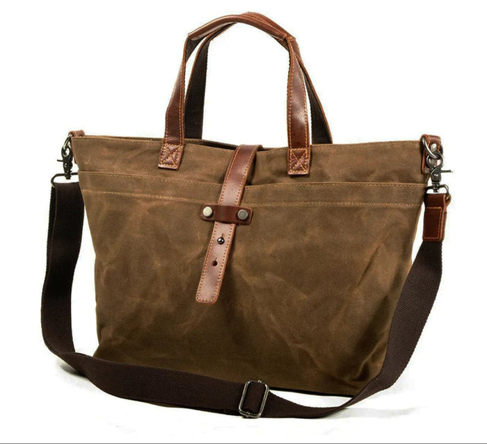 Canvas tas | Gewaxt canvas met leren afwerking | Weerbestendig