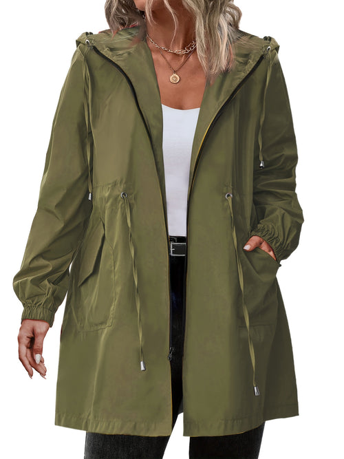 Dames regenkleding | Grote maten, met capuchon en rits