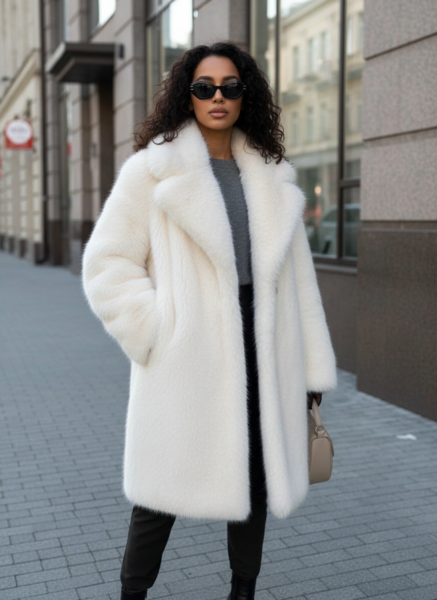 Aria Long Faux Fur Coat – Elegant Plush Winter Outerwear