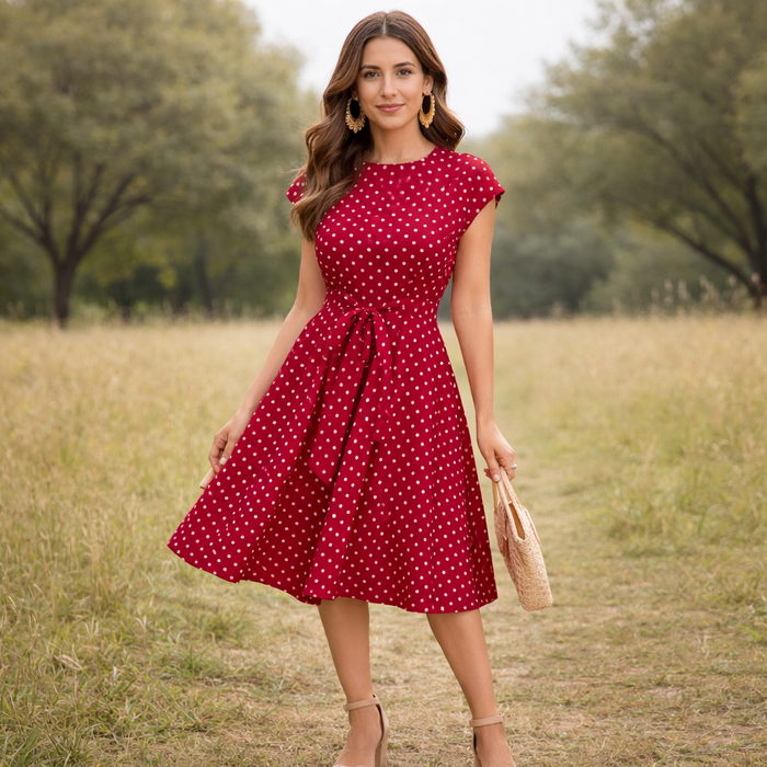 Stippenjurk | Vintage zomerjurk voor dames | Licht