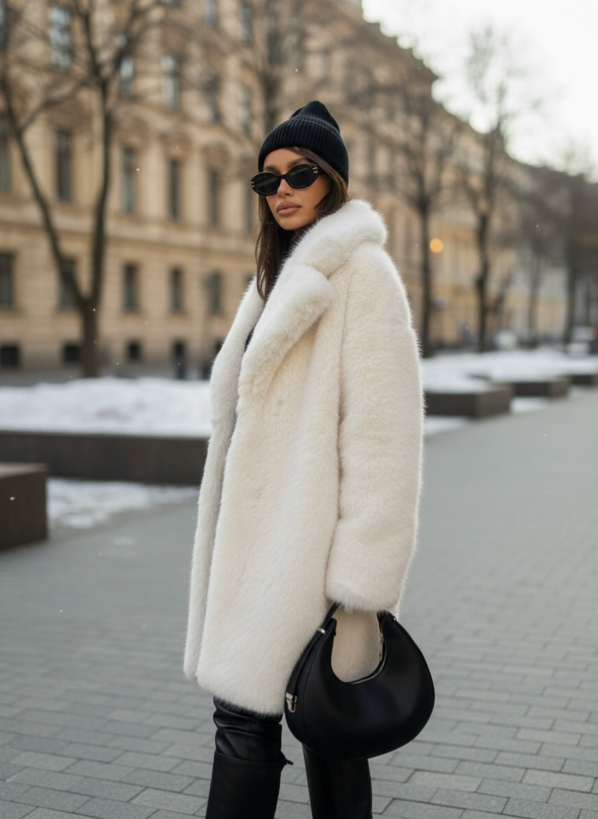 Aria Long Faux Fur Coat – Elegant Plush Winter Outerwear