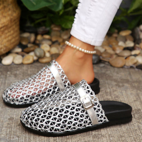 Dames sandalen | Geweven mesh, gesp