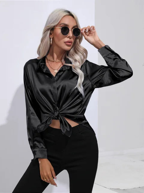 Zijden damesblouse | Lange mouw