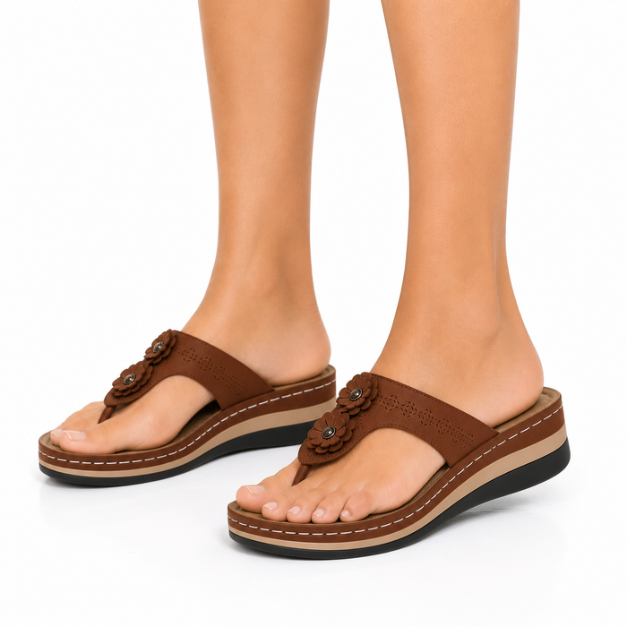 Orthopedische damesslippers | Comfortabel, ondersteunend | Teenslippers met bloem