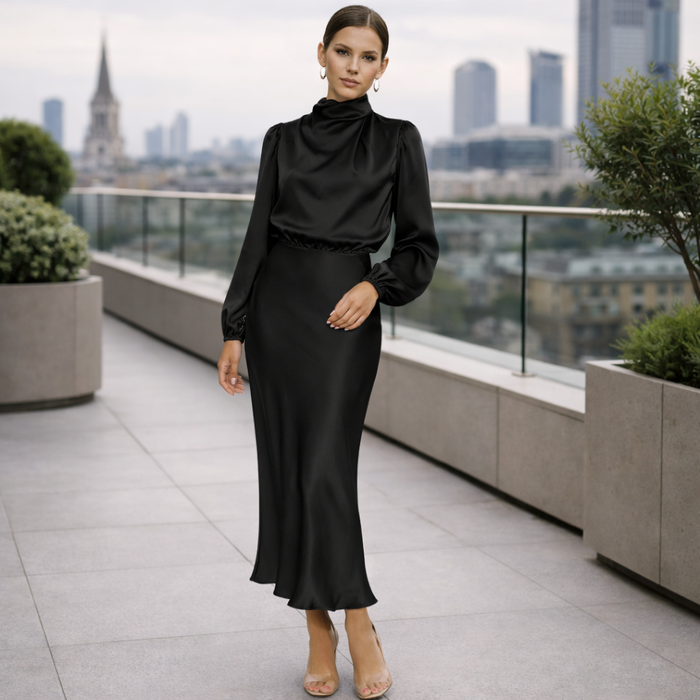 Zijden jurk | Lange mouw | Elegant ontwerp