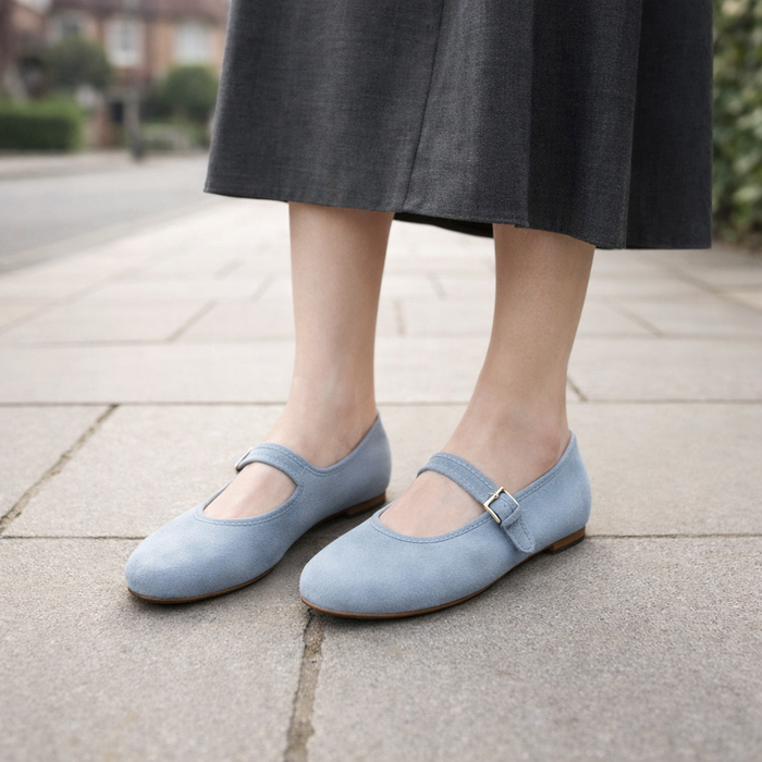 Dames ballerina | Suède | Verstelbaar bandje, comfortabele pasvorm