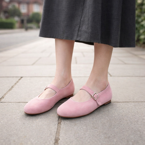 Dames ballerina | Suède | Verstelbaar bandje, comfortabele pasvorm