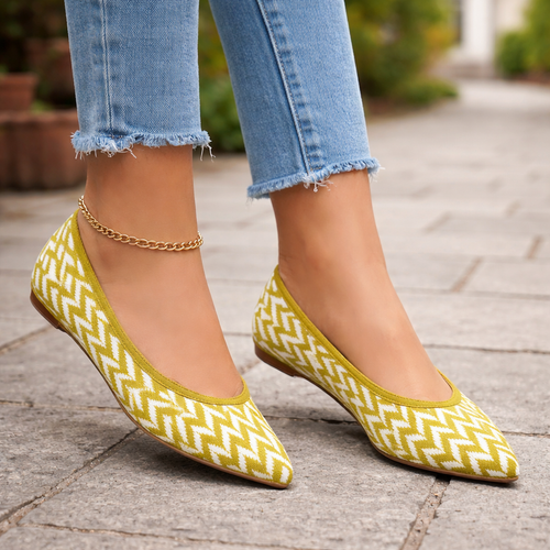 Dames ballerina's | Zigzagpatroon, zachte zool | Alledaags comfort