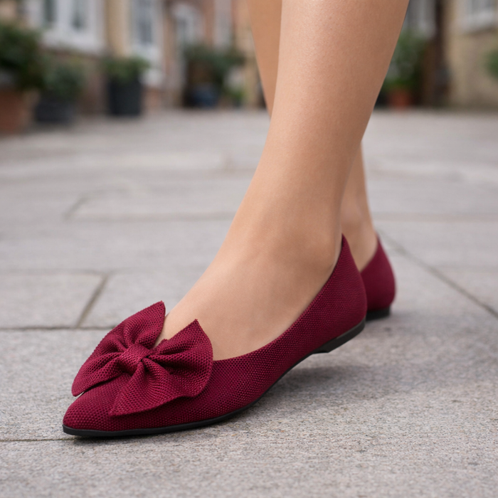 Ballerina's met strik, gepolsterd instapmodel
