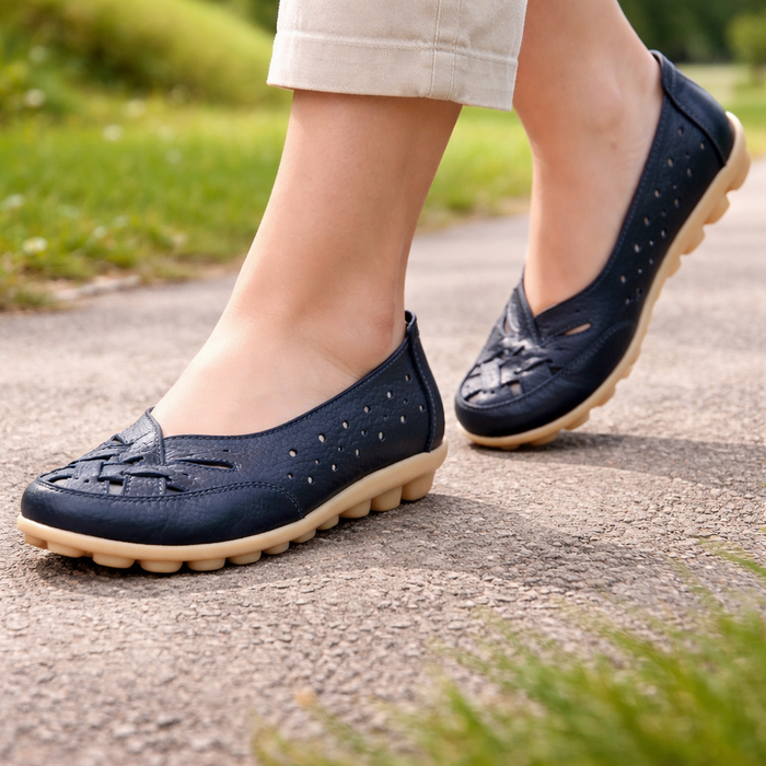 Ballerina's | Comfortabele instappers | Leerlook, zachte zool