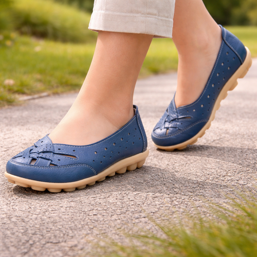 Ballerina's | Comfortabele instappers | Leerlook, zachte zool