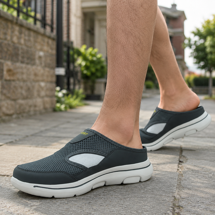Orthopedische herenslippers van mesh met geïntegreerde binnenzool