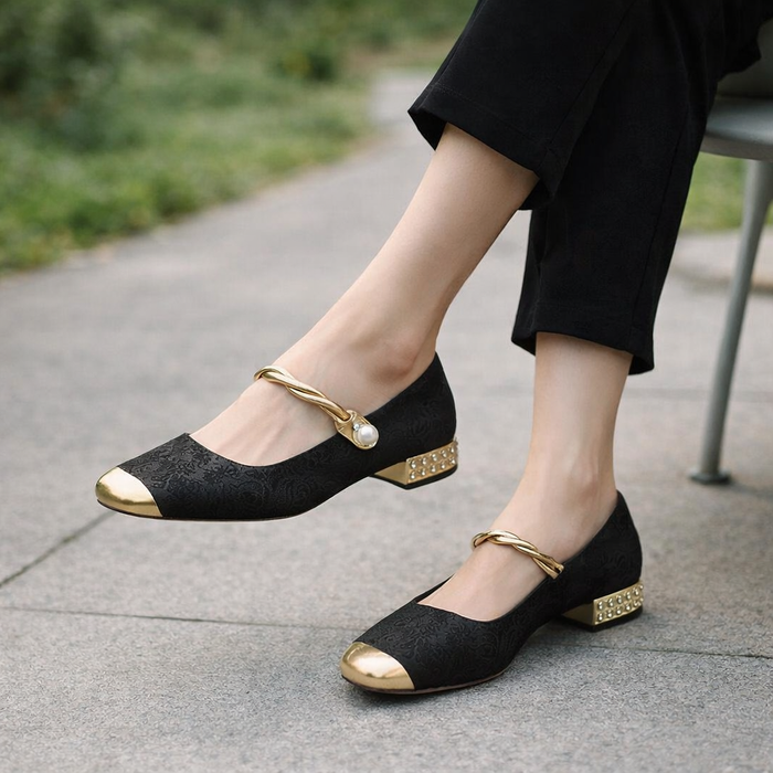 Mary Jane-ballerina's voor dames | Lage hak | Vierkante neus, comfortabele schoenen
