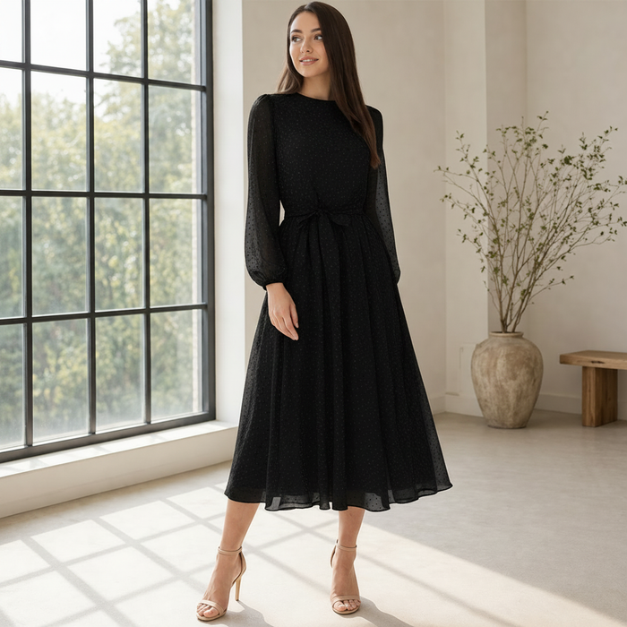 Midi-jurk | Stippen voor dames | Elegant en vloeiend