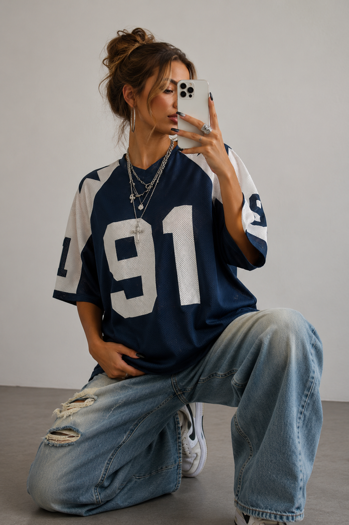 Sportshirt met oversized snit | Digitale print | Y2K-streetwear