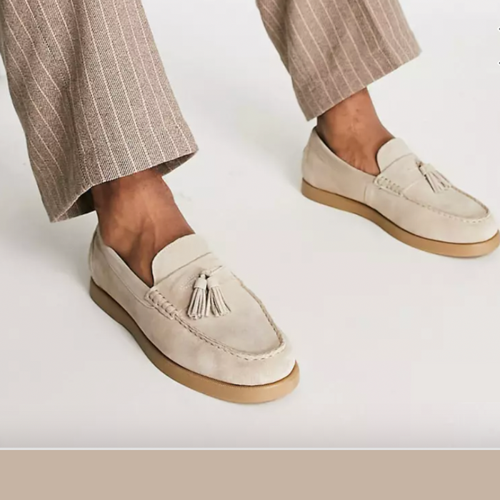 Leren herenmocassins | Beige instaploafers