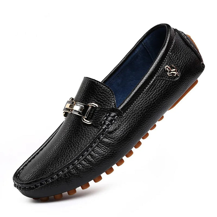 Leren herenloafers | Antislipzool, metalen gesp