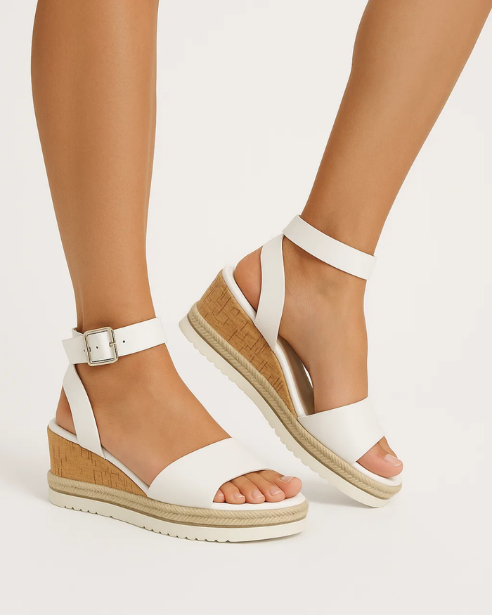 Sandalen met sleehak | Kurkzool, open neus