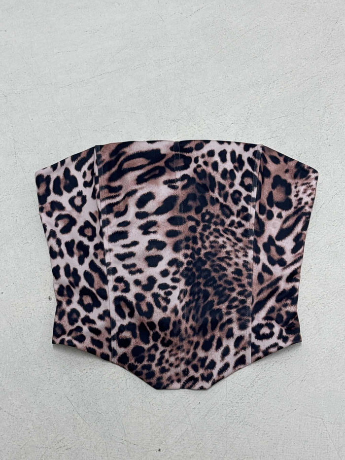 Korsettop | Strapless, luipaardprint