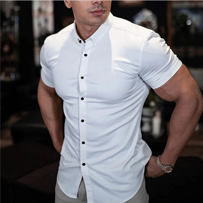 Heren overhemd | Korte mouw, slim fit | Casual en zakelijk