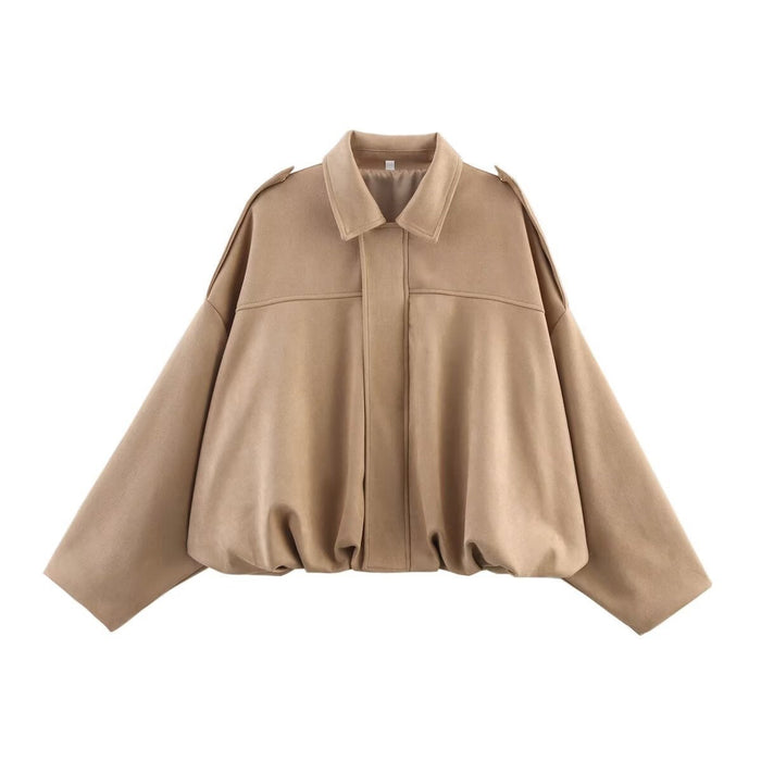 Oversized overhemdjack voor dames | Khaki, crème, bruin