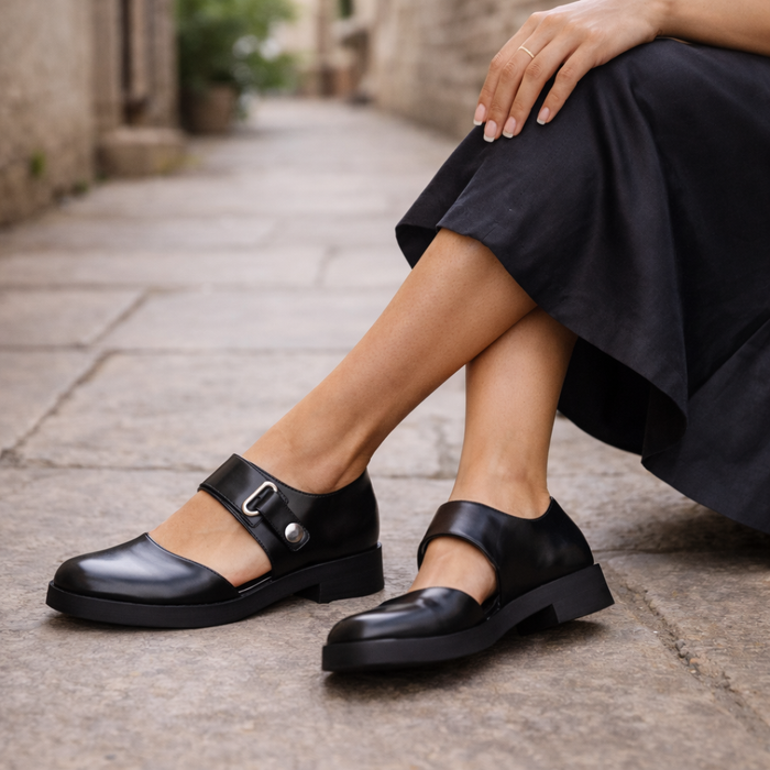 Mary Jane-schoenen voor dames | Zwart leer | Gespbandje, comfortabele pasvorm