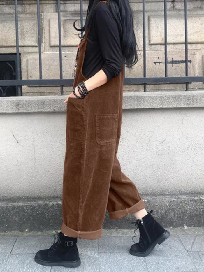 Corduroy tuinbroek | Oversized, herfststijl | Casual en comfortabel