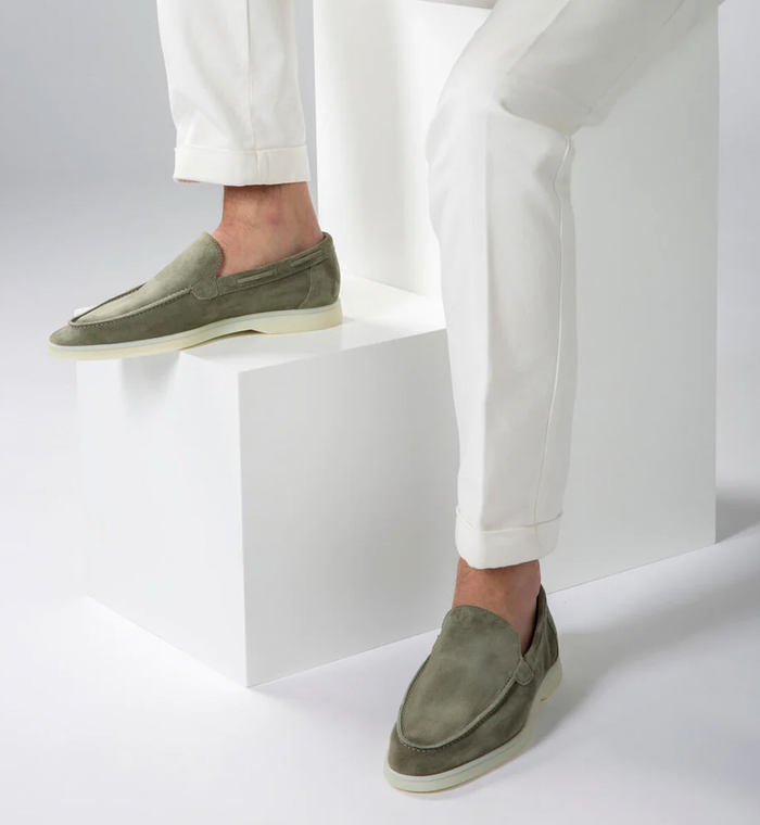 Suède herenloafers | Instappers, comfortabel | Lichte casual schoenen