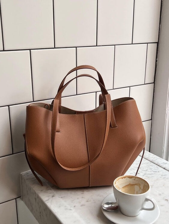 Damestas | Vintage tas in leerlook, ruim