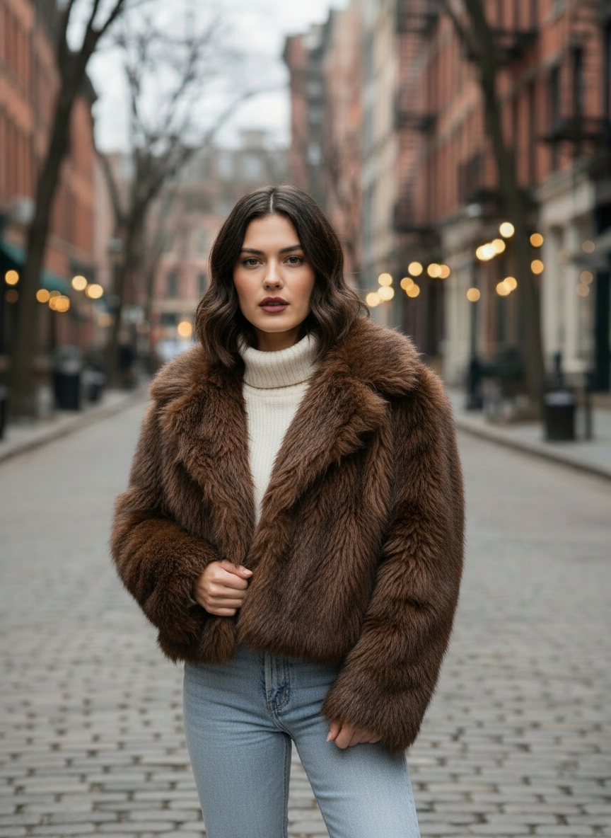 Annie - Cropped Faux Fur Jacket