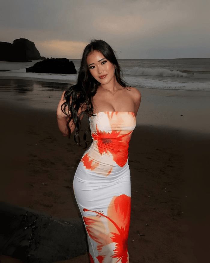 Strapless maxi-zomerjurk met bloemenprint
