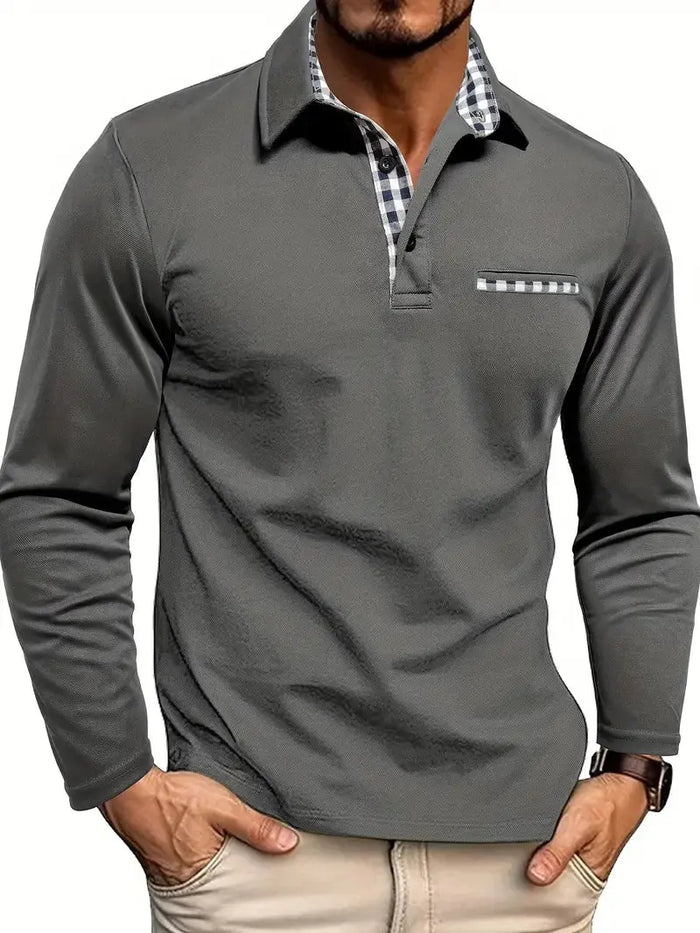 Herenpolo met lange mouwen | Rits, modern en casual